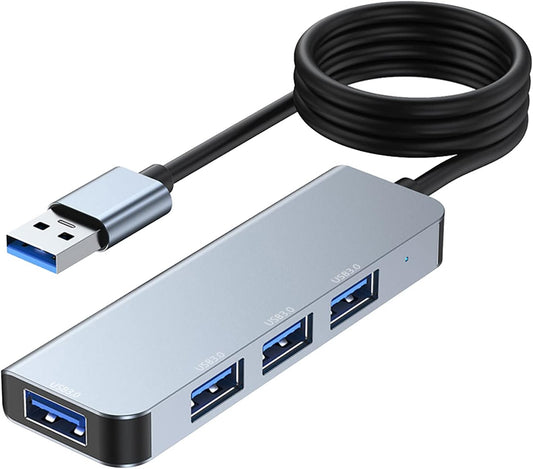 4-Port USB 3.0 Hub, Portable Data USB Hub, USB Splitter for MacBook, Mac Pro, Mac mini, iMac, Surface Pro, Laptop, PC, Flash Drive, Mobile HDD (Charging Not Supported) (3.9ft)