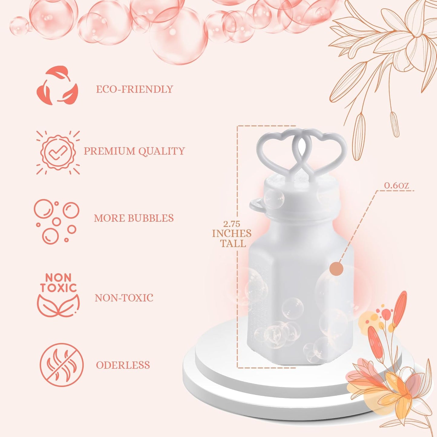 Wedding Bubbles with Wands - (48 Count) Bulk Mini Double Heart Top Bubbles for Wedding Send Off, Bridal Party Favors, Engagement, Anniversary Celebrations, Toy Gifts for Kids, Boys or Girls