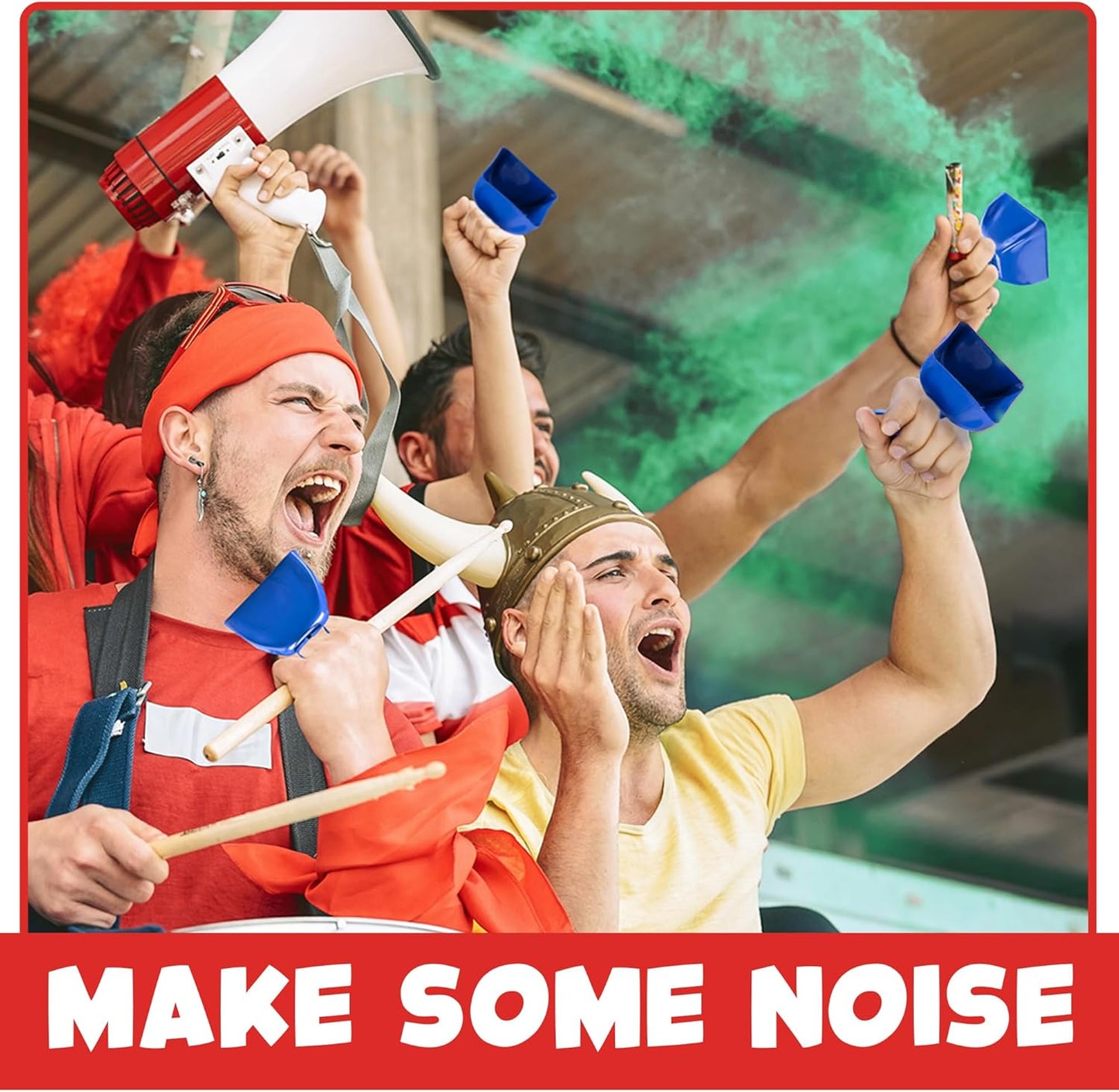 Metal Cowbells - Blue 3 Inch Cow Bells Noise Makers, Loud Call Bell with Handles for Sporting Events, Cheering, Team Spirit, Noisemakers, Weddings, (Pack of 12)
