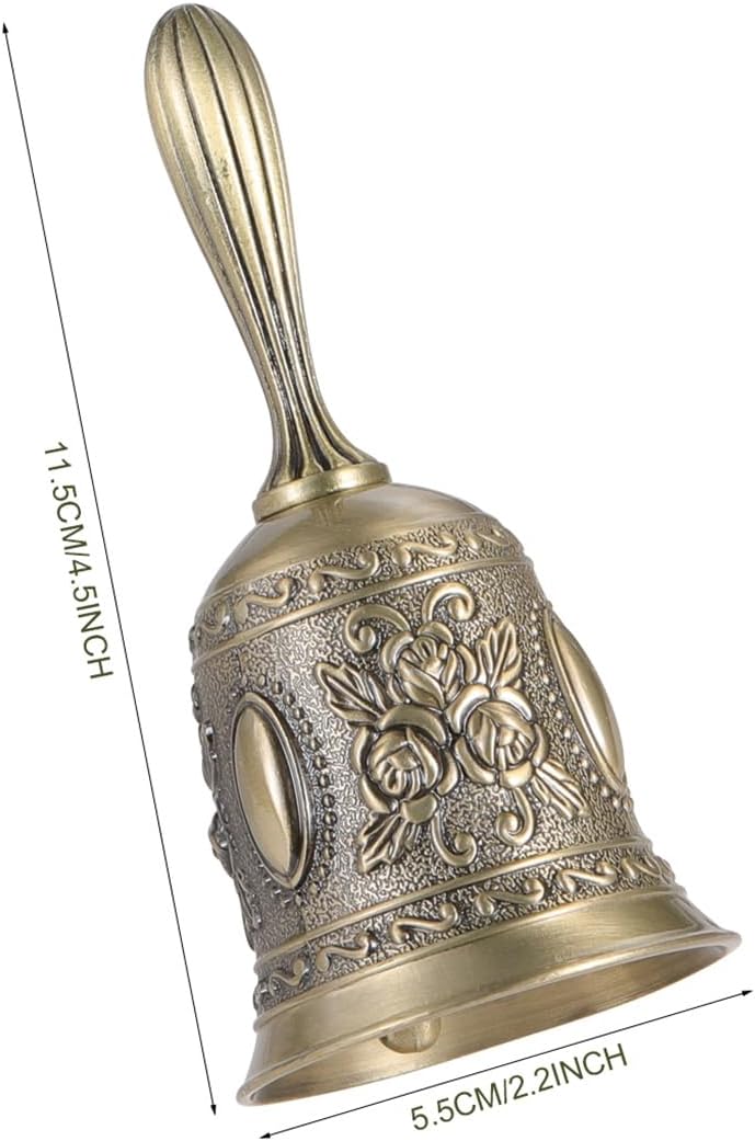 Hand Bell Service Call - Vintage Metal Dinner Bell for Weddings, Seniors, Bedside - 1 Pack