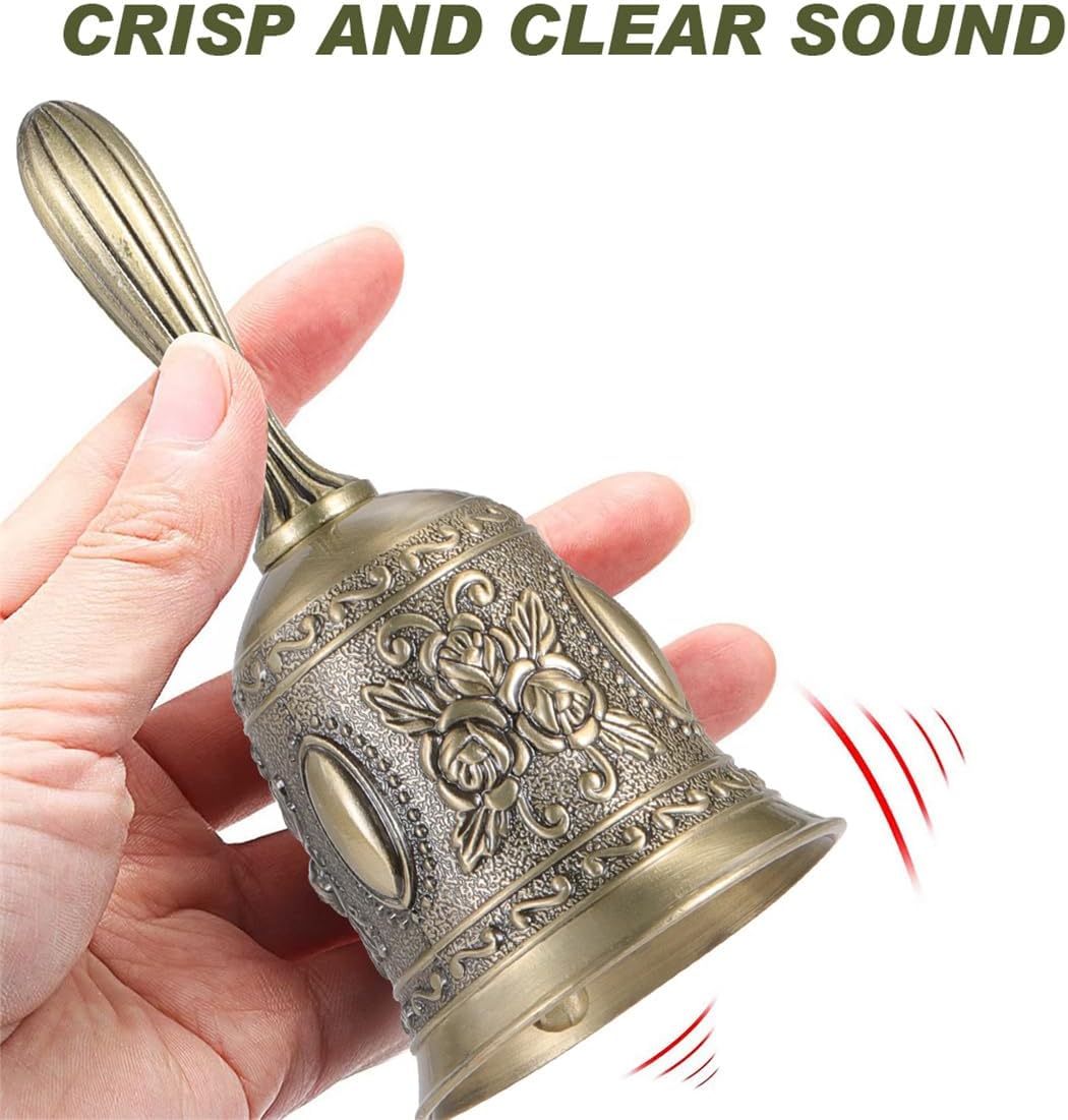 Hand Bell Service Call - Vintage Metal Dinner Bell for Weddings, Seniors, Bedside - 1 Pack