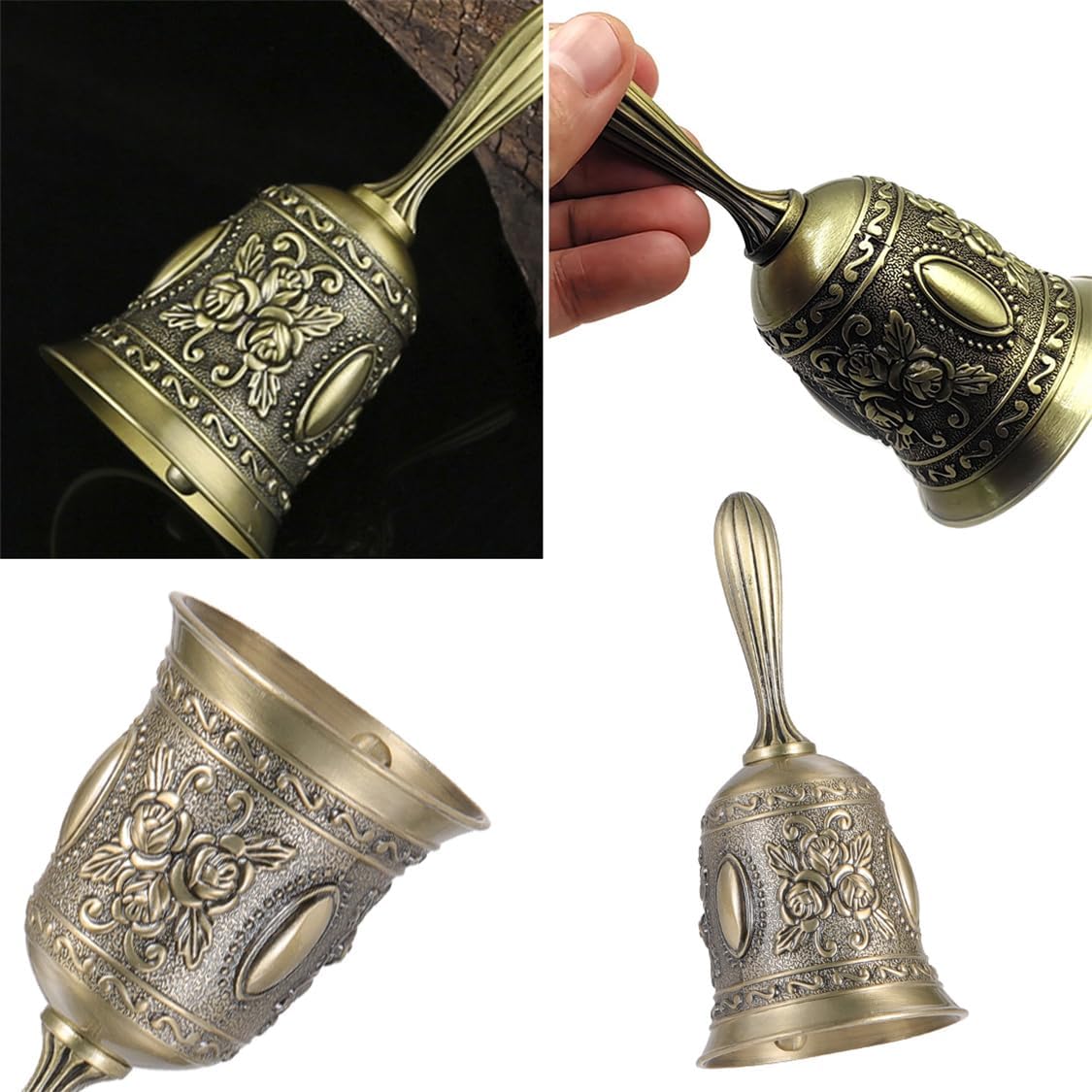 Hand Bell Service Call - Vintage Metal Dinner Bell for Weddings, Seniors, Bedside - 1 Pack