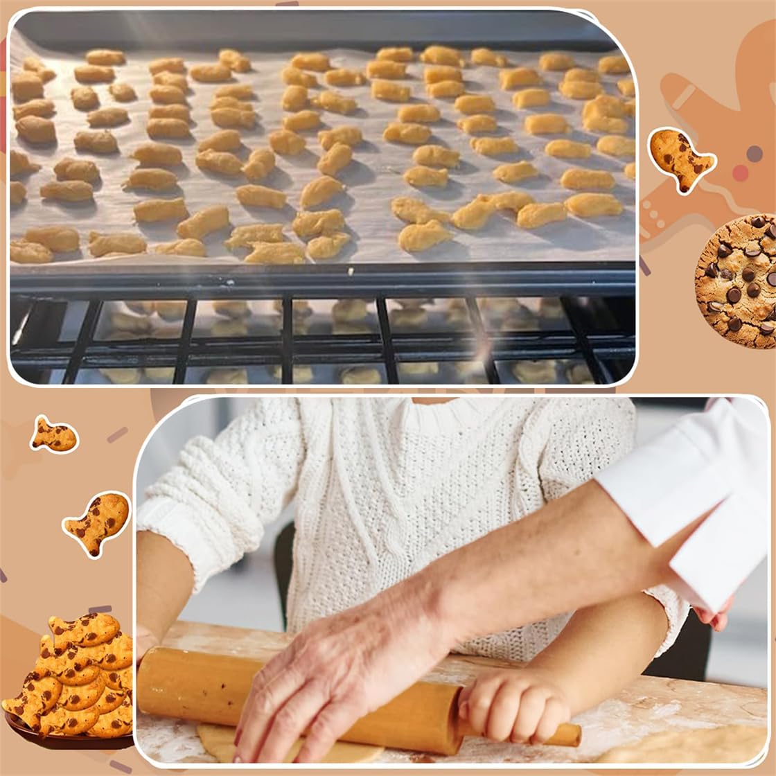 Gold Fish Cracker Cutter - 25 Cavity Fish Shaped Cookie Cutter - Stainless Steel - Silver - 1 Piece