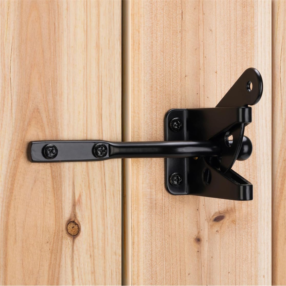 Gate Latch Self Locking Fence Gate Latch Automatic Gate Latch Door Latches with Pull Cable for Wooden Fence Gates Door, Black
