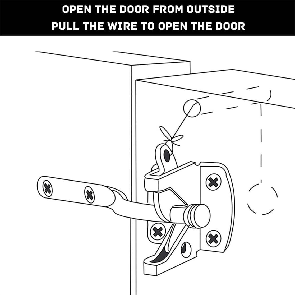 Gate Latch Self Locking Fence Gate Latch Automatic Gate Latch Door Latches with Pull Cable for Wooden Fence Gates Door, Black