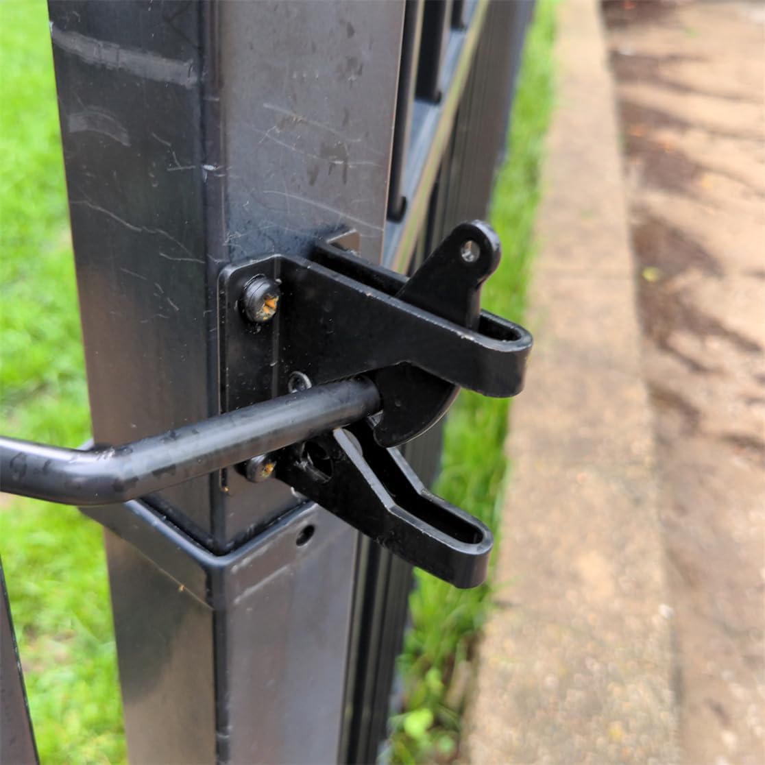 Gate Latch Self Locking Fence Gate Latch Automatic Gate Latch Door Latches with Pull Cable for Wooden Fence Gates Door, Black