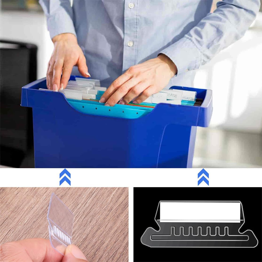 File Folder Tabs Hanging File Folder Labels 60 Sets Plastic File Tabs with Inserts for Hanging Files