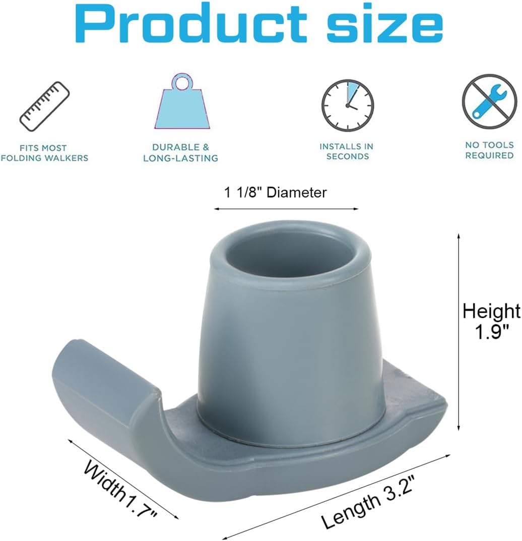 Walker Ski Glides for Folding Walker 2 Pack Rubber Walker Glide Caps Walker Replacement Accessories for Seniors, 1⅛" Inch (28mm)