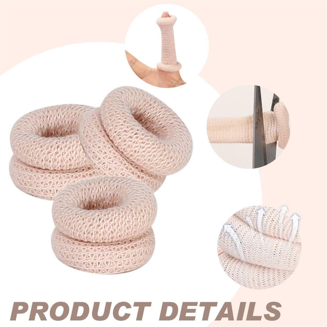 Thumb Bandage Finger Bandages 30 PCS Tubular Finger Stall Bandage Cotton Finger Cots Elastic Fingertip Protectors for Sprains Sports Kitchen Gardening Work