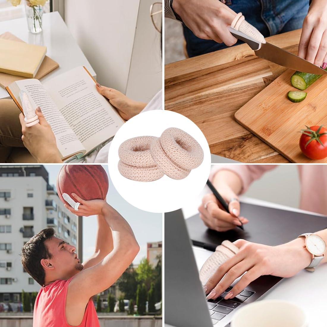 Thumb Bandage Finger Bandages 30 PCS Tubular Finger Stall Bandage Cotton Finger Cots Elastic Fingertip Protectors for Sprains Sports Kitchen Gardening Work