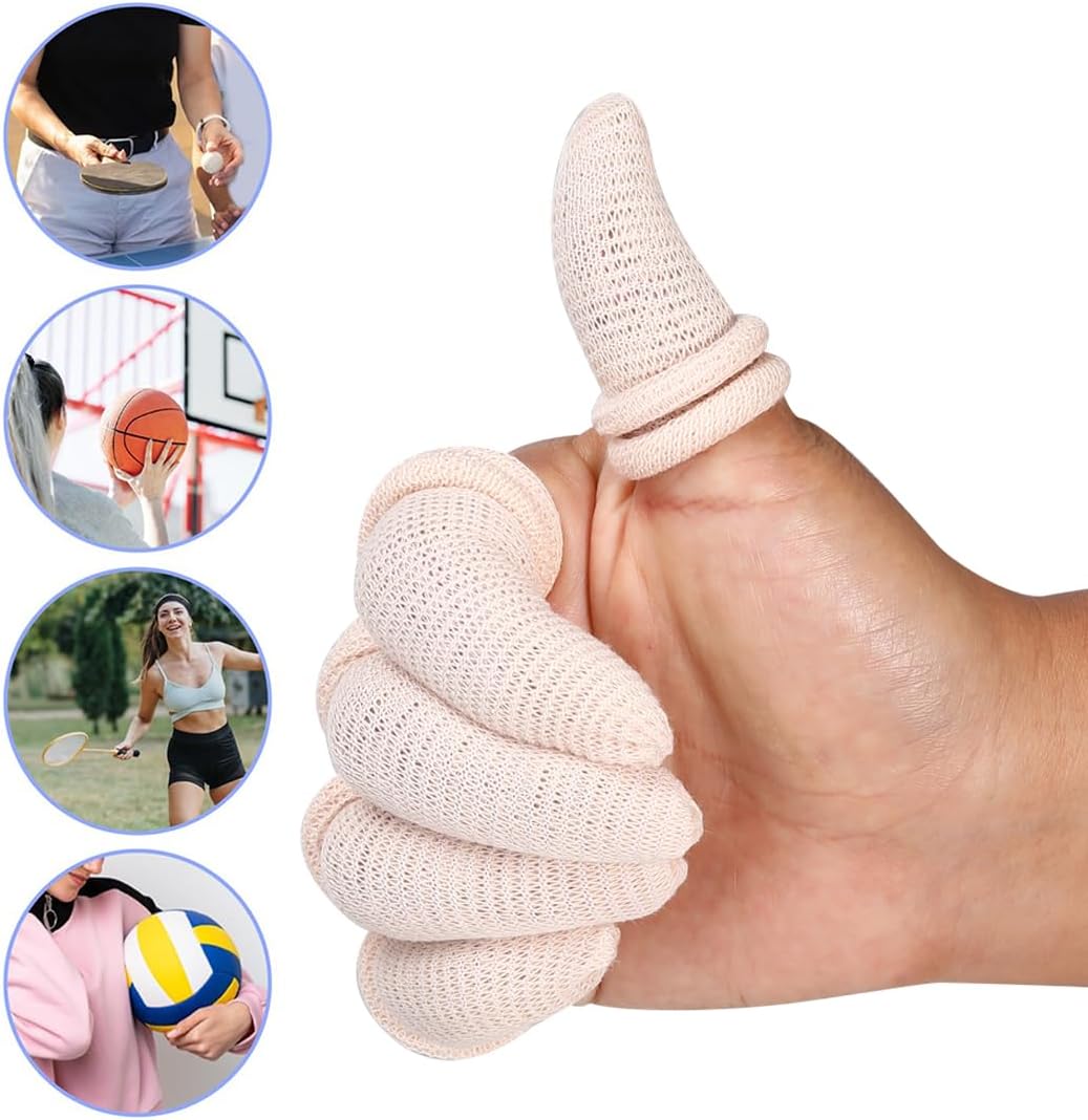 Thumb Bandage Finger Bandages 30 PCS Tubular Finger Stall Bandage Cotton Finger Cots Elastic Fingertip Protectors for Sprains Sports Kitchen Gardening Work
