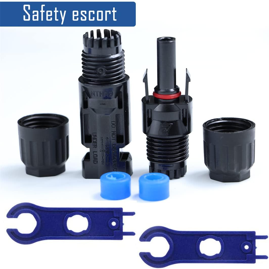 Solar Connectors MC4 Kit Solar Panel Cable Connector Entry Gland with Spanners Male and Female for Kinds Solar Wires Waterproof 5 Pairs