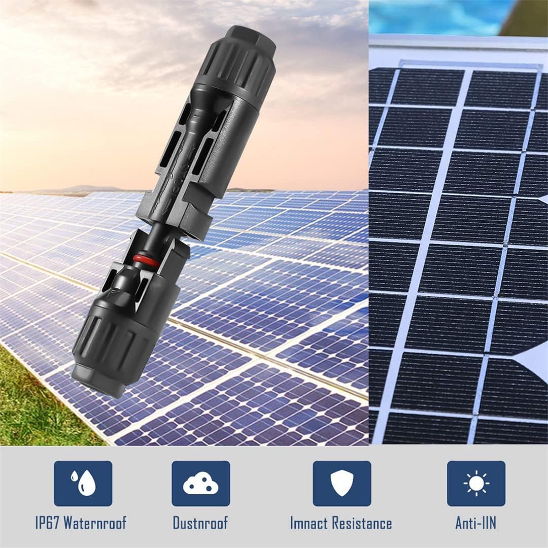 Solar Connectors MC4 Kit Solar Panel Cable Connector Entry Gland with Spanners Male and Female for Kinds Solar Wires Waterproof 5 Pairs