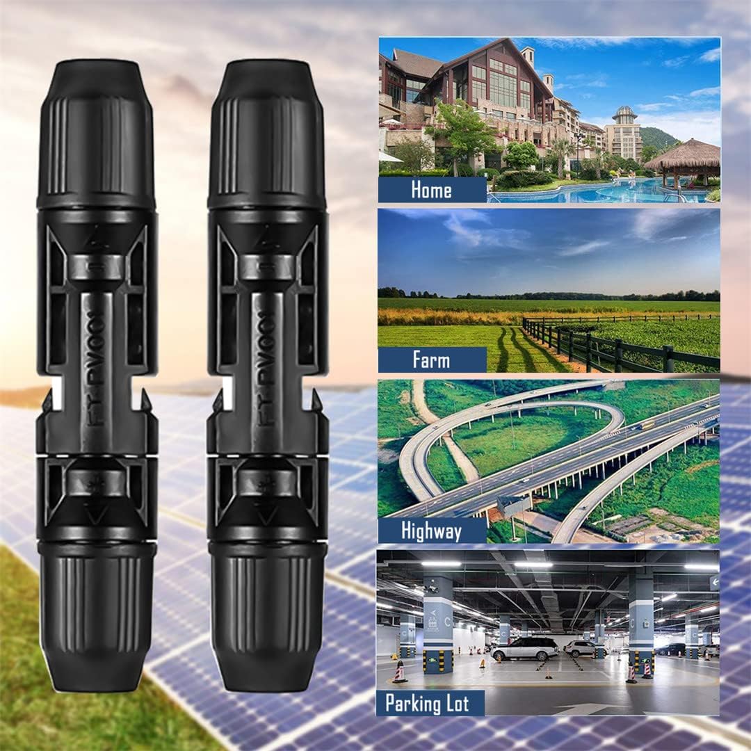 Solar Connectors MC4 Kit Solar Panel Cable Connector Entry Gland with Spanners Male and Female for Kinds Solar Wires Waterproof 5 Pairs