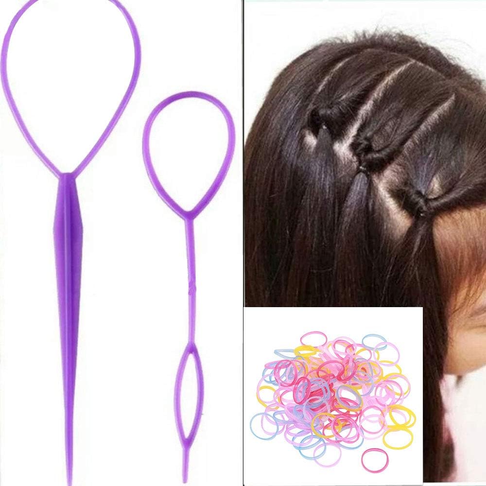IME Elastic Hair Rubber Bands Hair Ties Topsy Hair Tail Tools Ponytail Maker Clip Hair Bands Cutter Remover Pony Pick for Toddlers Girls Women
