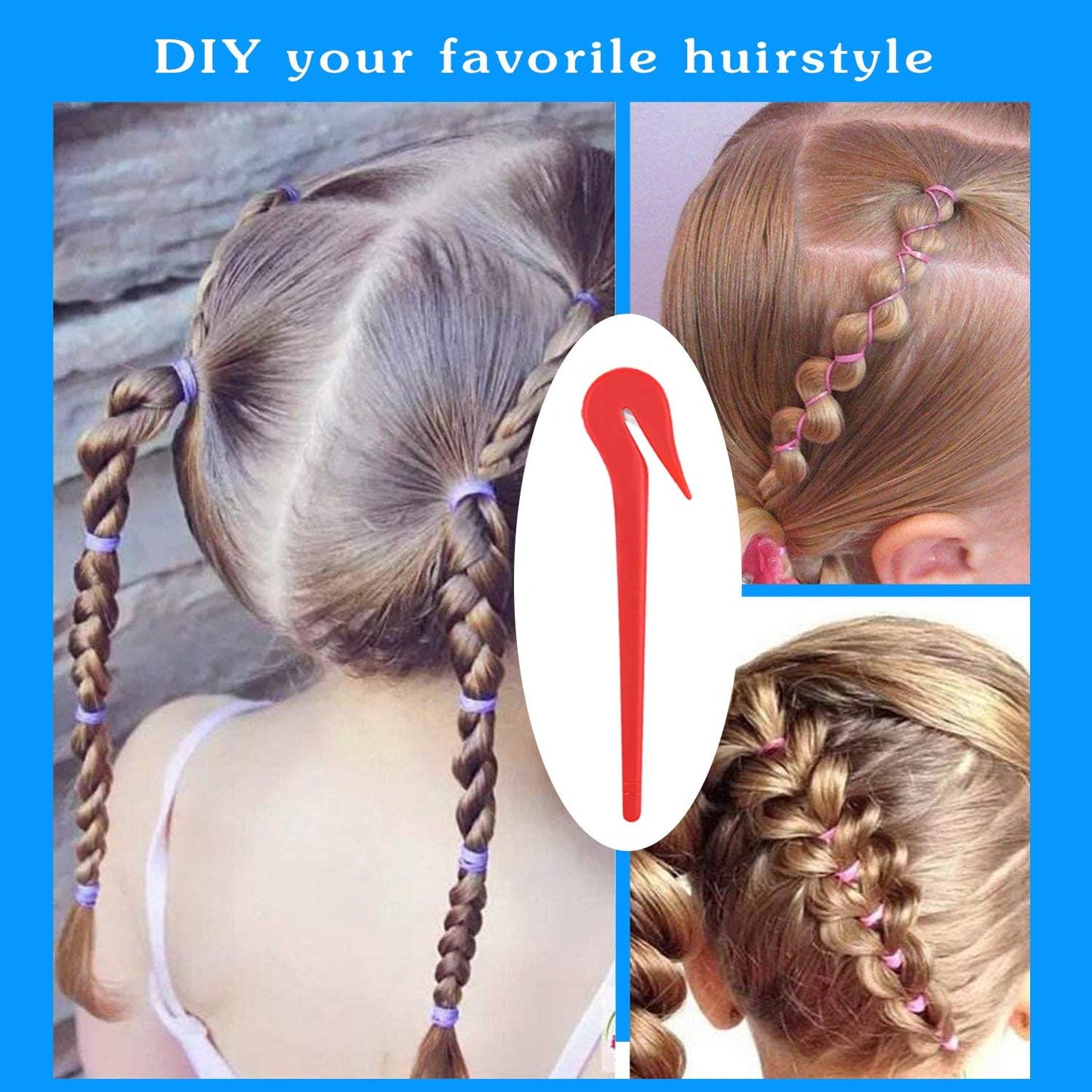 IME Elastic Hair Rubber Bands Hair Ties Topsy Hair Tail Tools Ponytail Maker Clip Hair Bands Cutter Remover Pony Pick for Toddlers Girls Women