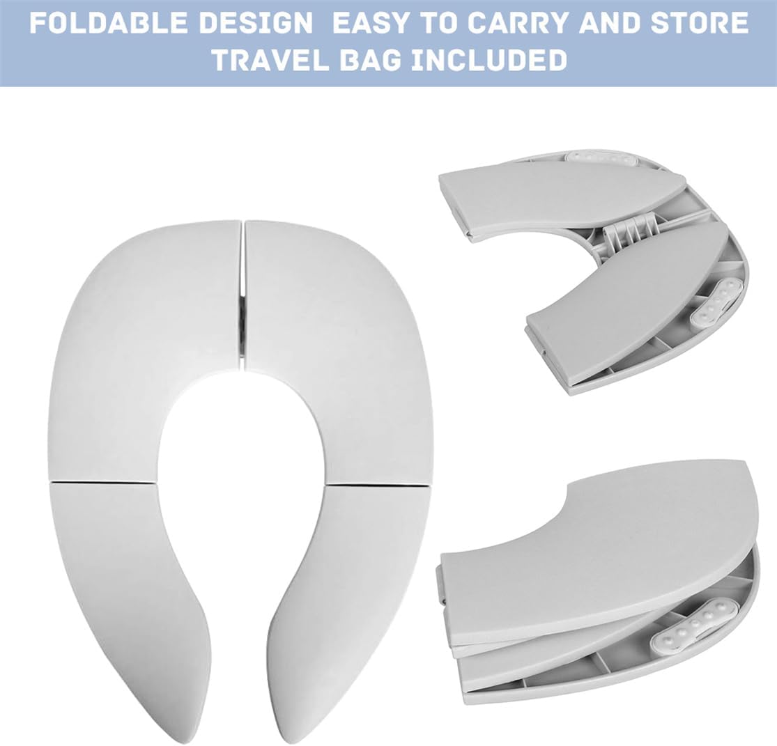 Travel Potty Seat Portable Toilet Training Seat Cover Foldable Toddler Potty Training Seat with Storage Bag Non-Slip Pads Toilet Seat Cover for Kid