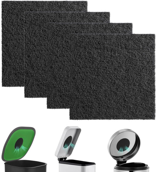 Charcoal Filters 4 Pack Square Compost Bin Filters Replacement Pads Activated Charcoal Filter Refill Sets for Countertop Bin Home Bucket Kitchen Waste Pail