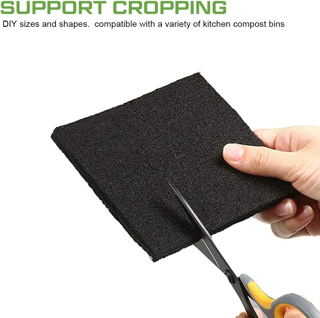 Charcoal Filters 4 Pack Square Compost Bin Filters Replacement Pads Activated Charcoal Filter Refill Sets for Countertop Bin Home Bucket Kitchen Waste Pail