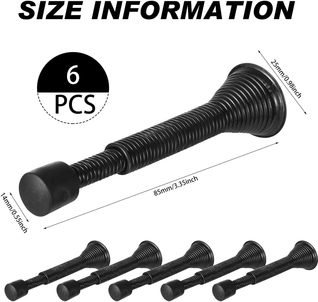 Spring Door Stop Door Stopper for Wall 6 Pack Flexible Door Stops with Rubber Bumper for Bottom of Door