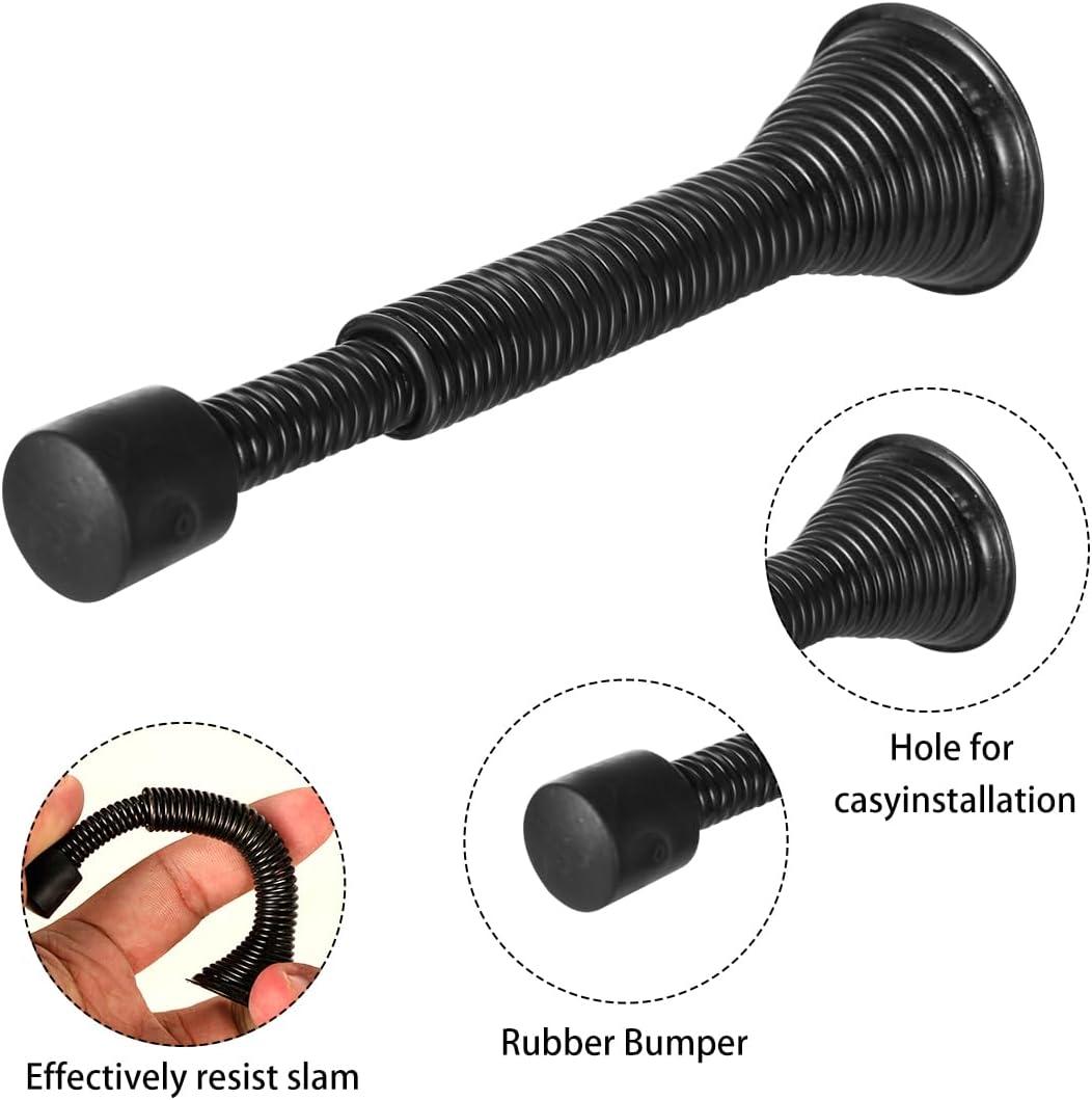 Spring Door Stop Door Stopper for Wall 6 Pack Flexible Door Stops with Rubber Bumper for Bottom of Door