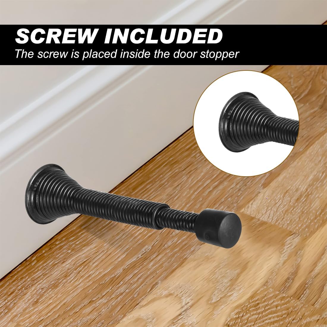 Spring Door Stop Door Stopper for Wall 6 Pack Flexible Door Stops with Rubber Bumper for Bottom of Door