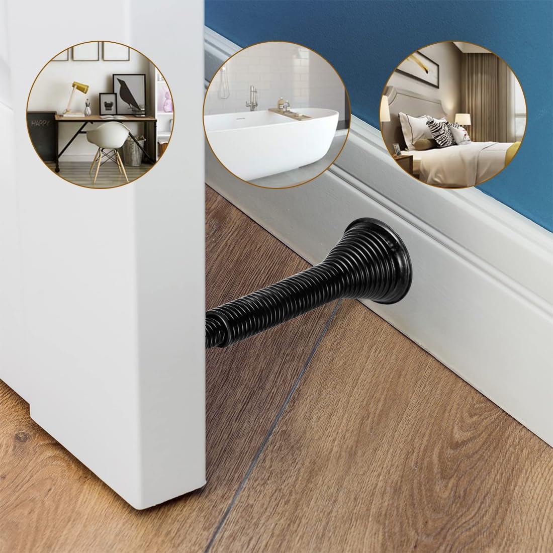 Spring Door Stop Door Stopper for Wall 6 Pack Flexible Door Stops with Rubber Bumper for Bottom of Door