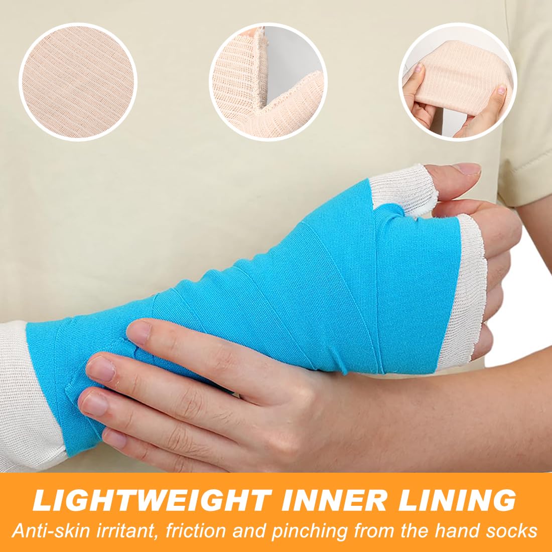 Tubular Stockinette, 4PCS Hand Socks for Splint Elastic Arm Cast Cover Gauze Sleeve Wrist Thumb Spica Stockinette Soft Tubular Bandage for Wrist Arm Leg Under Cast Wrap Skin Protection