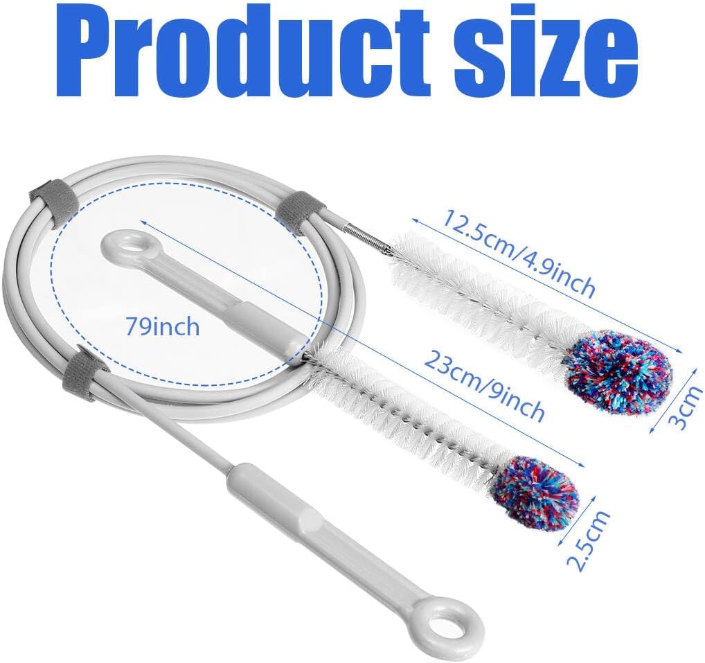 CPAP Tube Cleaning Brush, Hose and Mask Cleaning Kit Flexible 79inch Long Tubing Brush and 9inch Handy Brushes for Most CPAP Hose