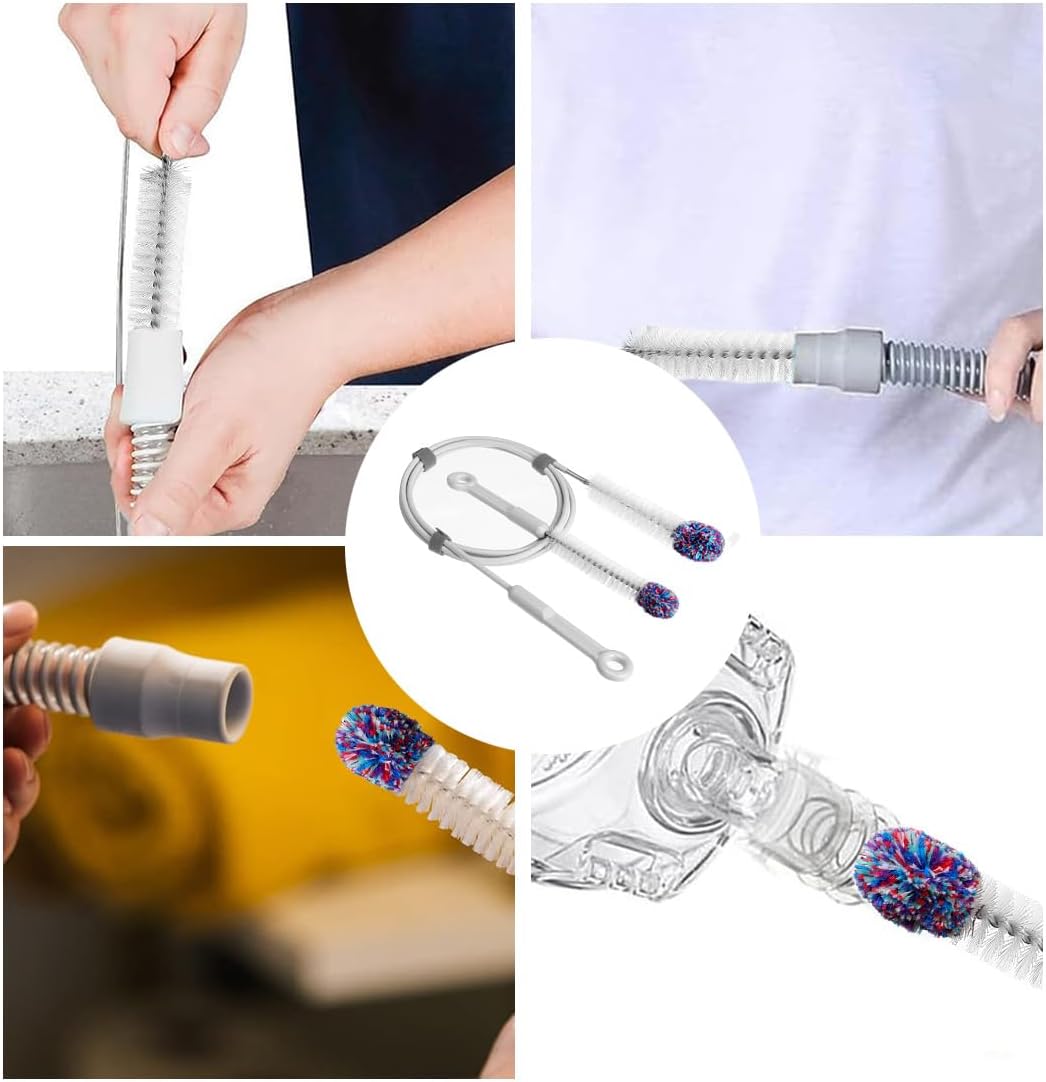CPAP Tube Cleaning Brush, Hose and Mask Cleaning Kit Flexible 79inch Long Tubing Brush and 9inch Handy Brushes for Most CPAP Hose
