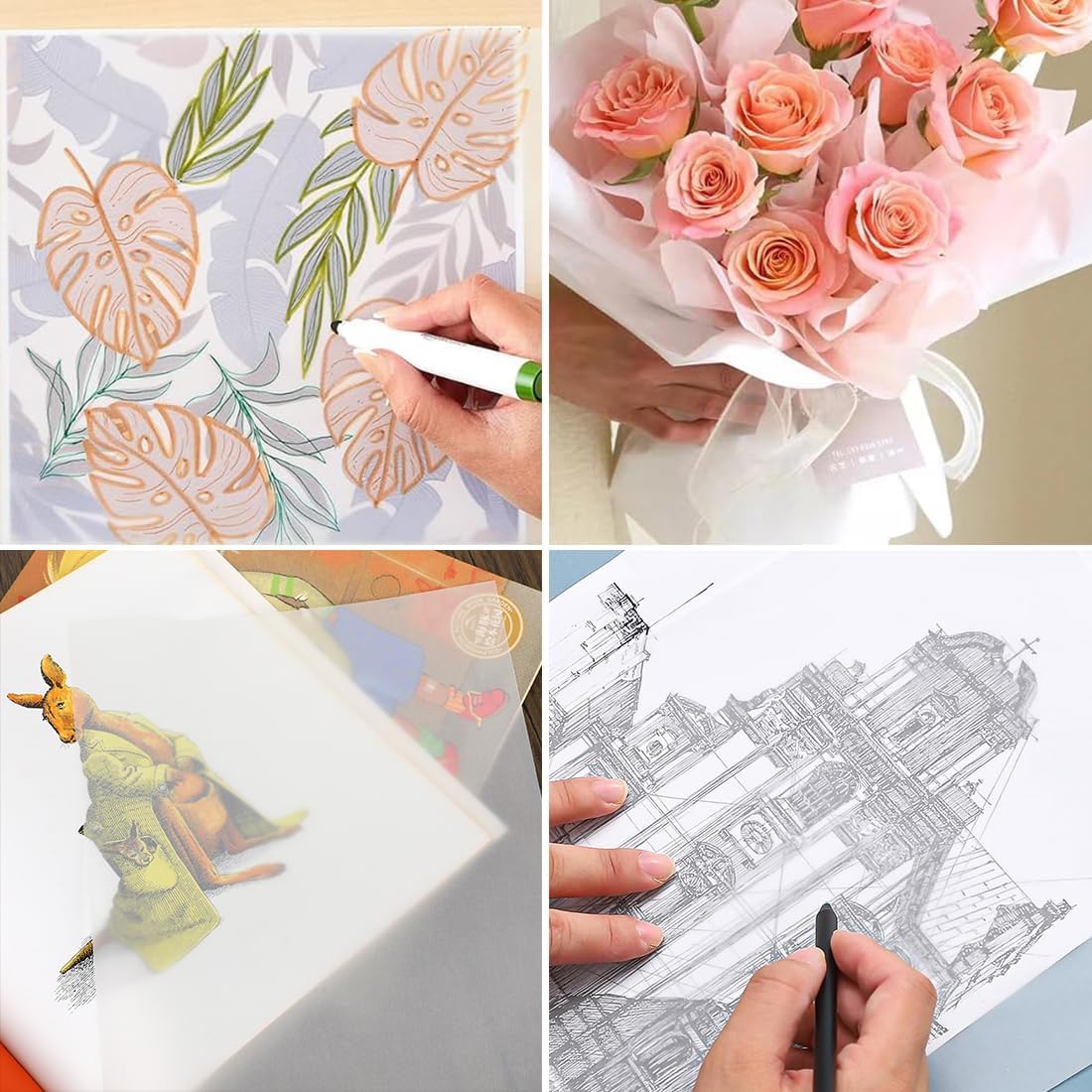 Translucent Sulfuric Paper A4 Tracing Paper 50 Sheets Copy Transfer Sulfuric Acid Paper for Animation Calligraphy Drawing Copying