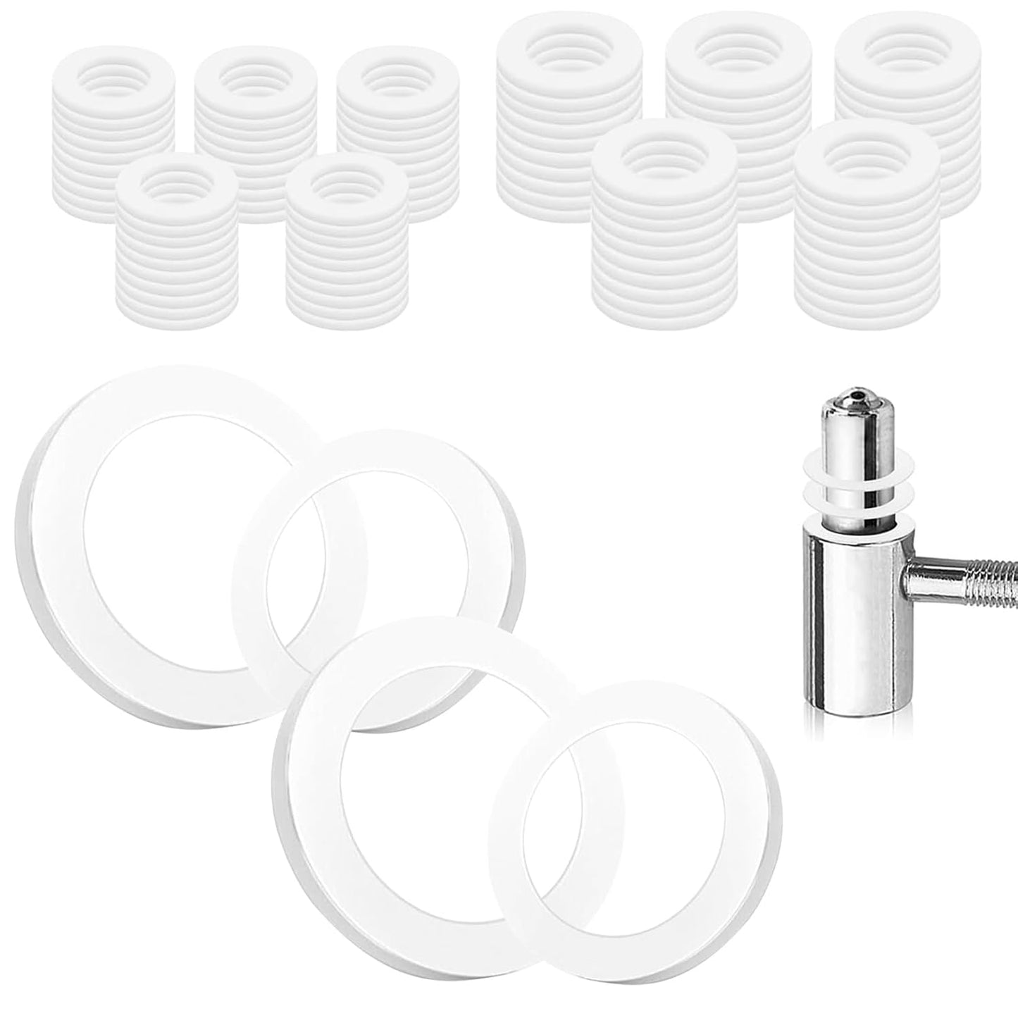 Door Hinge Plastic Washer Fitting Rings 100PCS Round Nylon Flat Washer Noise Reduction Plastic Gasket Mounting Rings for Room Door 1mm and 2mm Thick, White