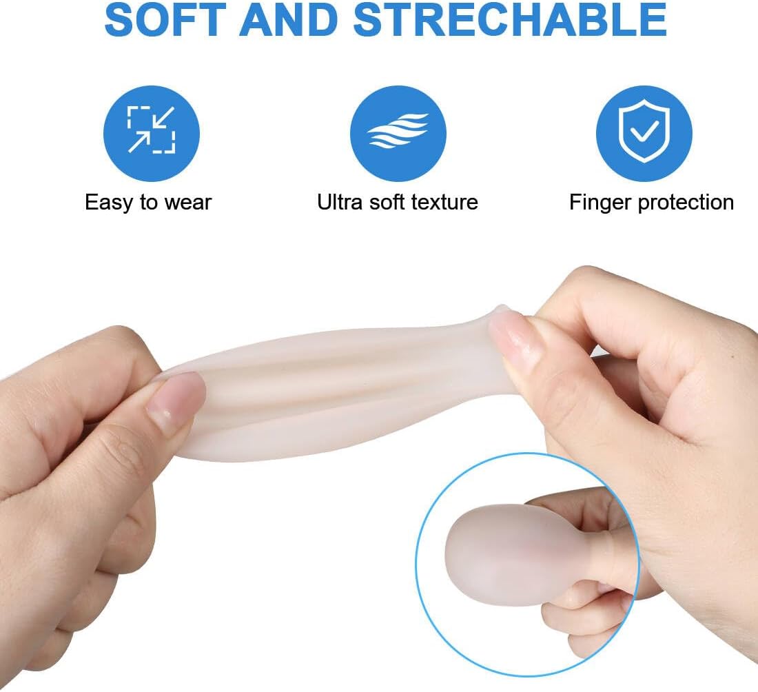 Waterproof Finger Protector Toe Covers Reusable Finger Soak Sleeves Fingertip Protector for Shower and Nail Care (3 Small 3 Large)