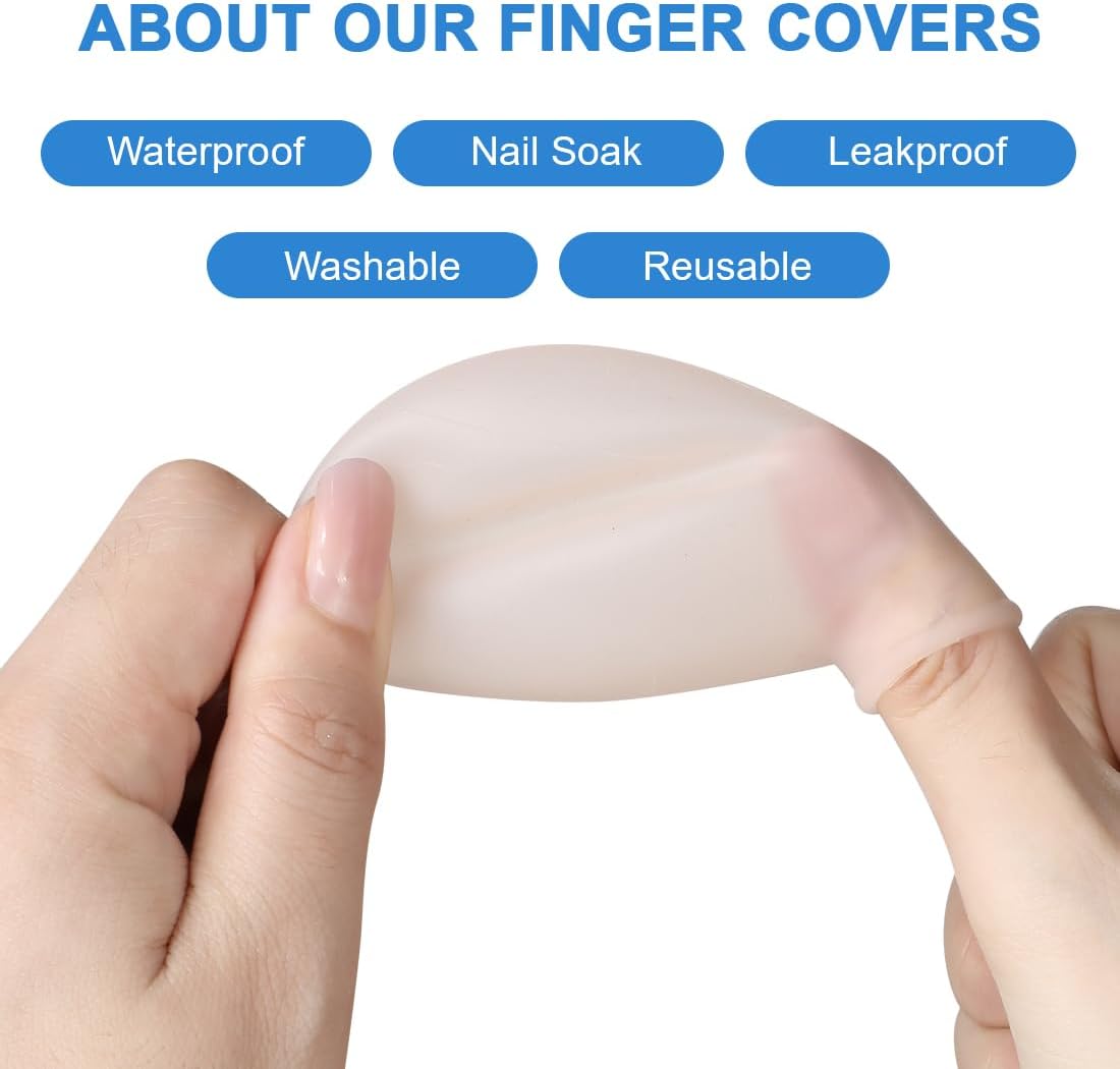 Waterproof Finger Protector Toe Covers Reusable Finger Soak Sleeves Fingertip Protector for Shower and Nail Care (3 Small 3 Large)