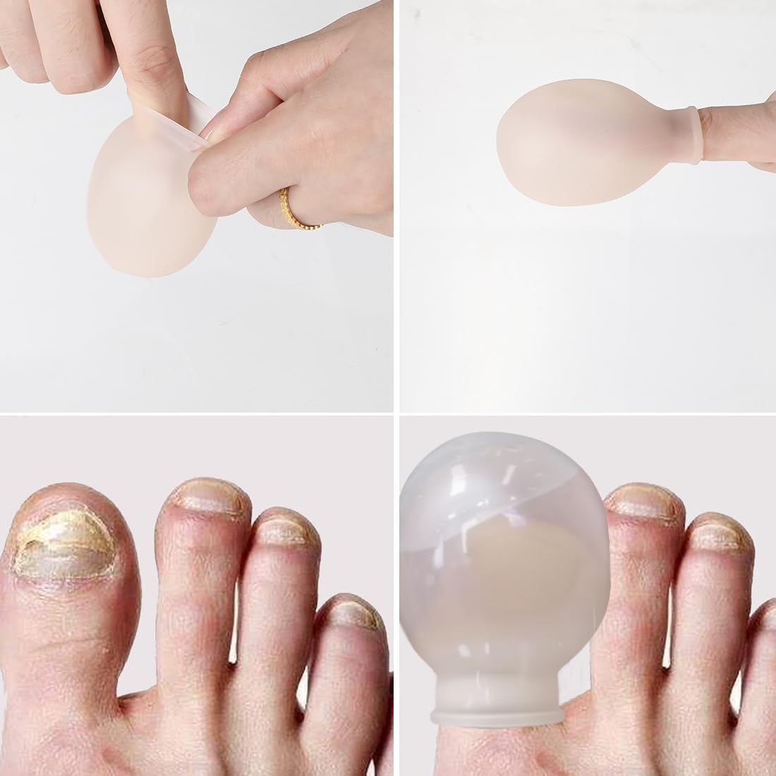 Waterproof Finger Protector Toe Covers Reusable Finger Soak Sleeves Fingertip Protector for Shower and Nail Care (3 Small 3 Large)
