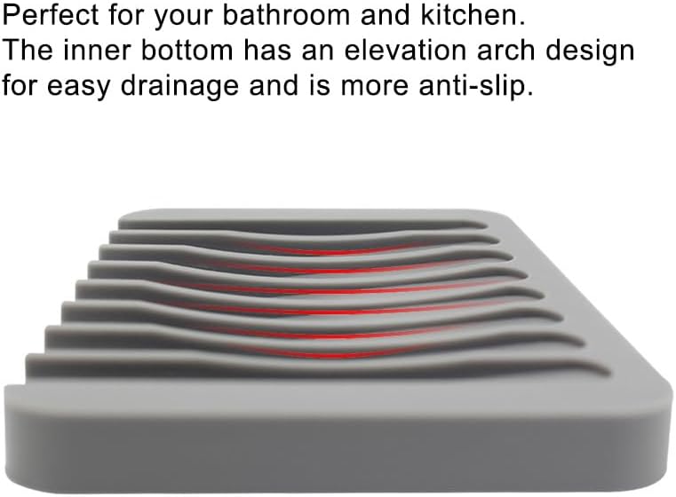 3 Pack Silicone Soap Dish Tray Holder Drainer, Soap Drainer Shower Waterfall for Bathroom and Kitchen, Keep Bars Dry Easy Cleaning (Grey+White+Pink)