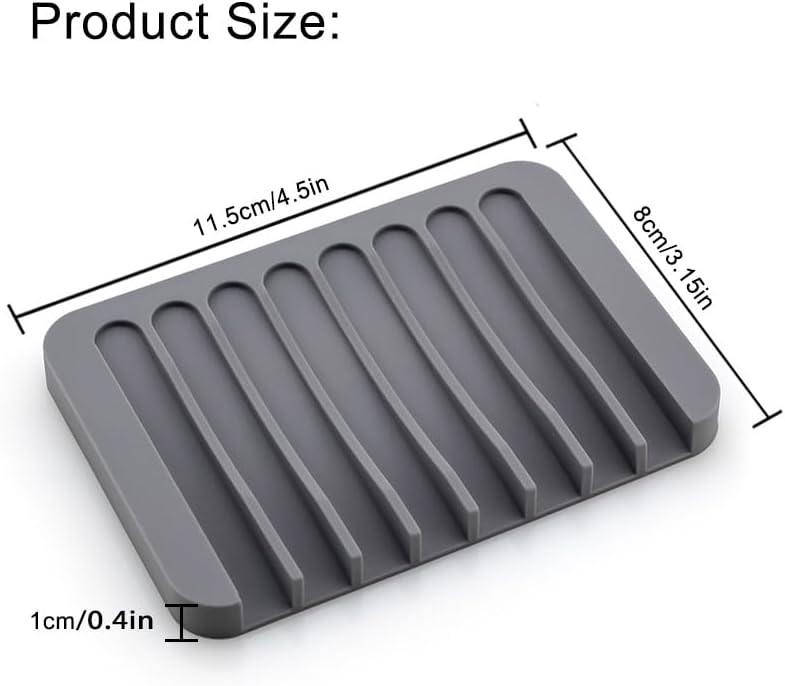 3 Pack Silicone Soap Dish Tray Holder Drainer, Soap Drainer Shower Waterfall for Bathroom and Kitchen, Keep Bars Dry Easy Cleaning (Grey+White+Pink)