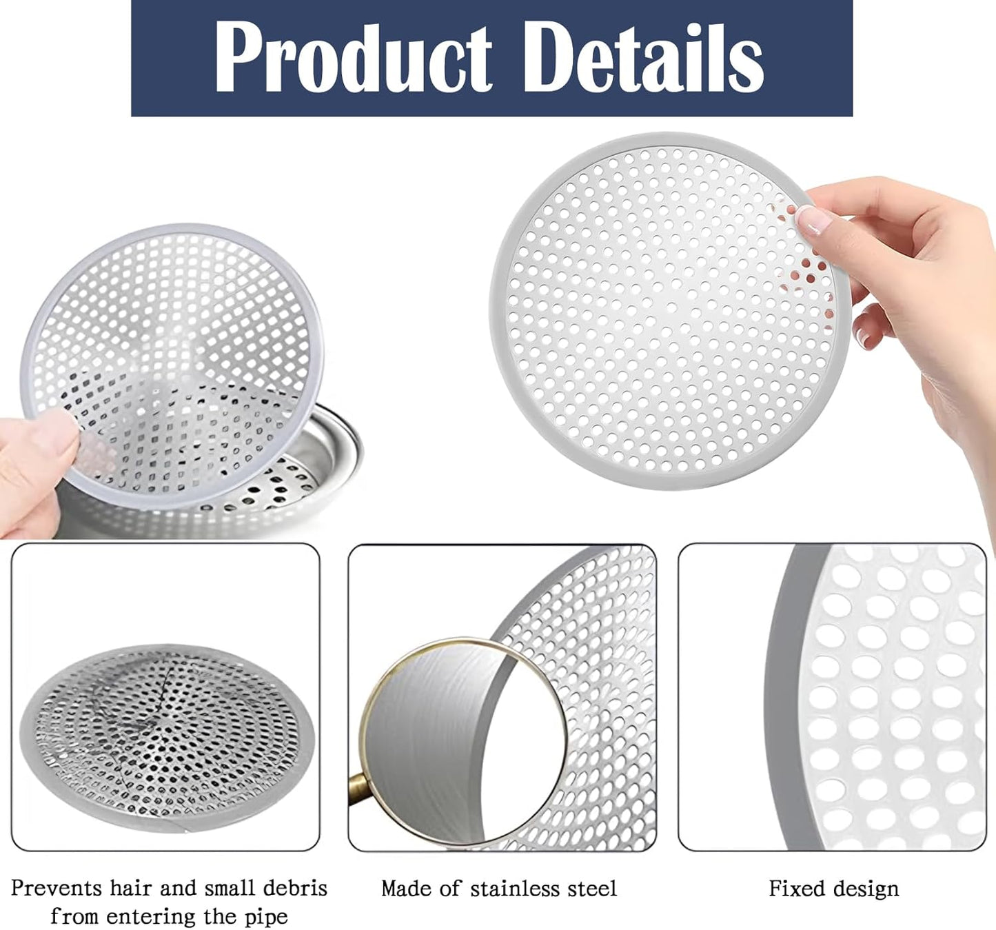 Shower Drain Hair Catcher, Stainless Steel Bathtub Shower Drain Hair Trap Strainer