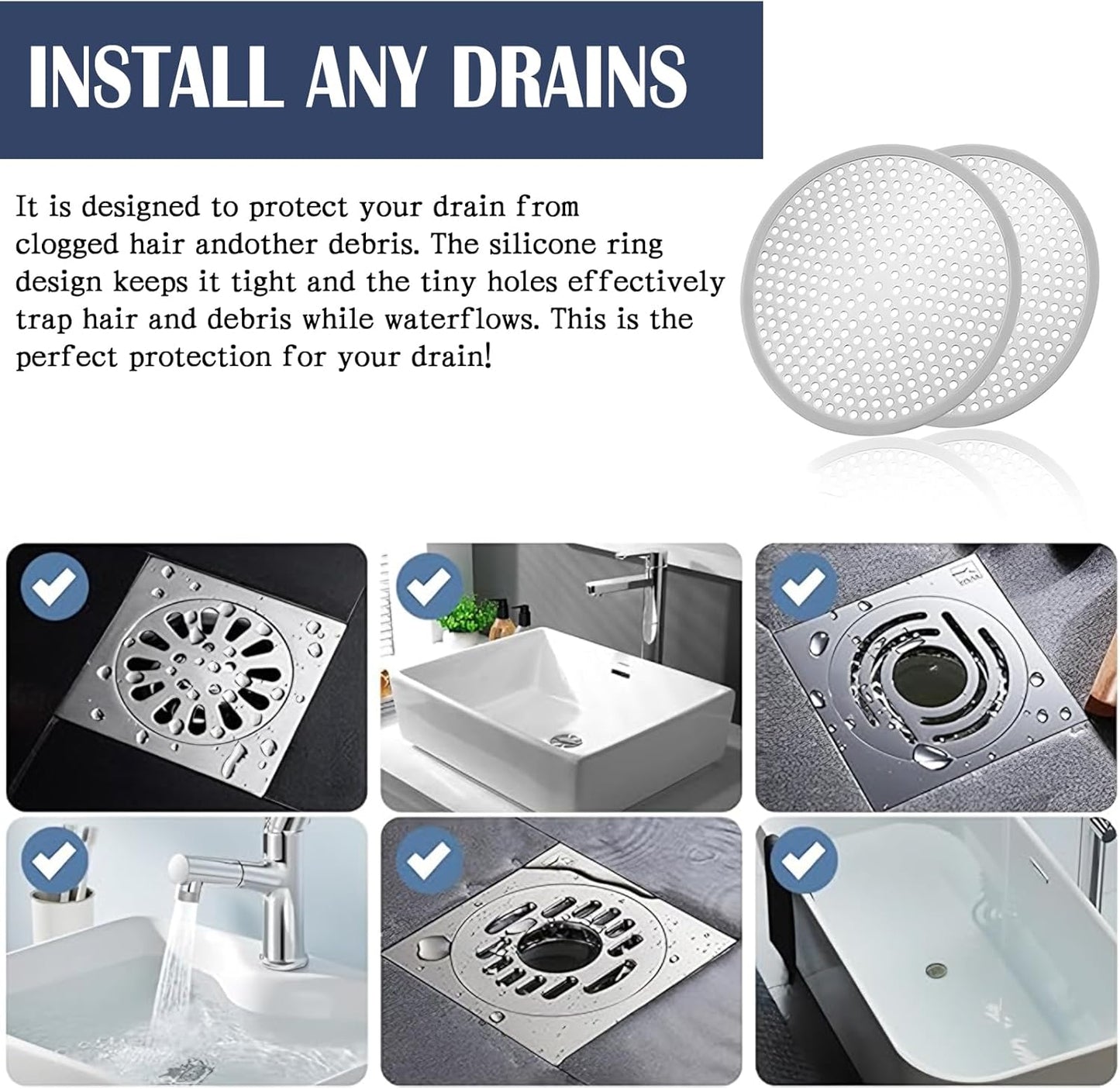 Shower Drain Hair Catcher, Stainless Steel Bathtub Shower Drain Hair Trap Strainer