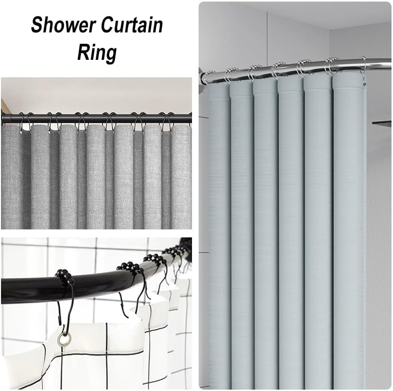 24 PCS Shower Curtain Ring Hooks, Stainless Steel Double Glide Bathtub Curtain Rings for Shower Curtain Rods