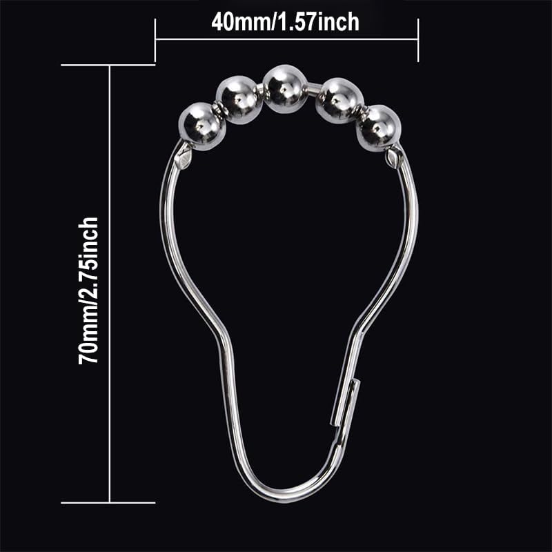 24 PCS Shower Curtain Ring Hooks, Stainless Steel Double Glide Bathtub Curtain Rings for Shower Curtain Rods