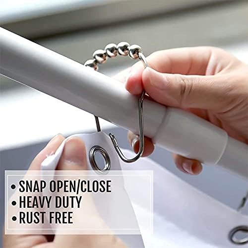 24 PCS Shower Curtain Ring Hooks, Stainless Steel Double Glide Bathtub Curtain Rings for Shower Curtain Rods