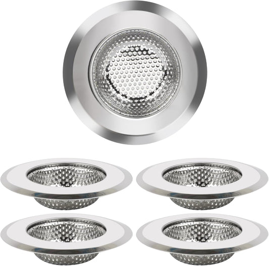 Kitchen Sink Strainer 5 Pcs, 4.5 Inch/11.5cm Stainless Steel Sink Drain Strainer Kit Food Catcher for Kitchen Sink