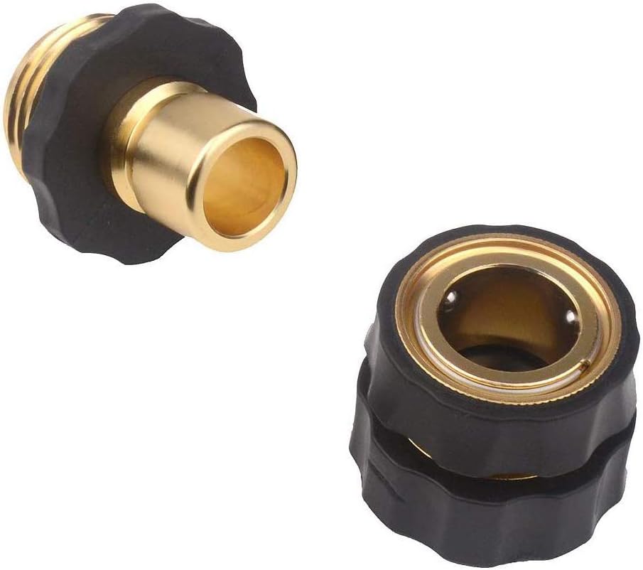 10PACK 3/4" Garden Hose Quick Connect Set Aluminum Hose Kitchen Faucet Connector Kit Thread Fittings Male Female Adapter 5 Pairs (5 Male Connects + 5 Female Connects)