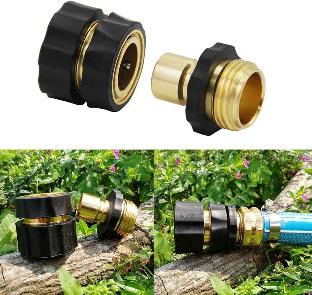 10PACK 3/4" Garden Hose Quick Connect Set Aluminum Hose Kitchen Faucet Connector Kit Thread Fittings Male Female Adapter 5 Pairs (5 Male Connects + 5 Female Connects)
