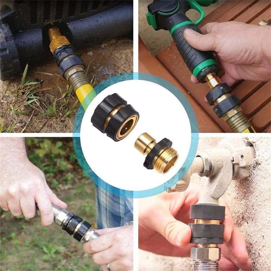 10PACK 3/4" Garden Hose Quick Connect Set Aluminum Hose Kitchen Faucet Connector Kit Thread Fittings Male Female Adapter 5 Pairs (5 Male Connects + 5 Female Connects)