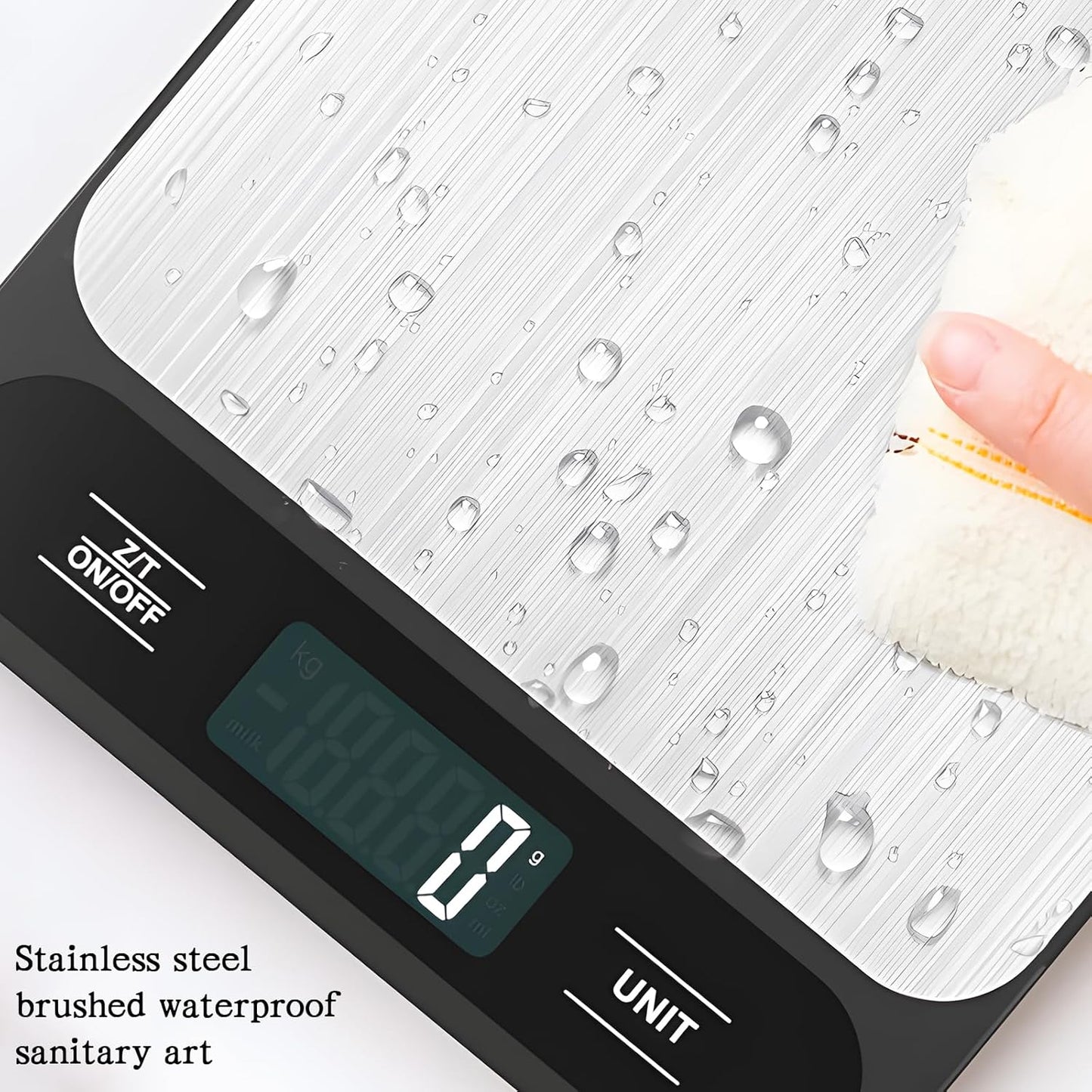Food Kitchen Scale, 11lb Rechargeable Food Scale Digital Scale Kitchen Weight Grams and Ounces for Cooking Baking Stainless Steel