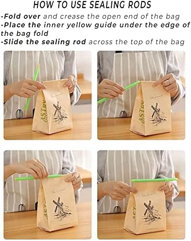 32 PCS Food Bag Sealer Sticks, 4 to 12 Inch Chip Clips, 4 Lengths Storage Closures for Keeping Snack Fresh, Grip Sealers for Pet Dog Food (32)