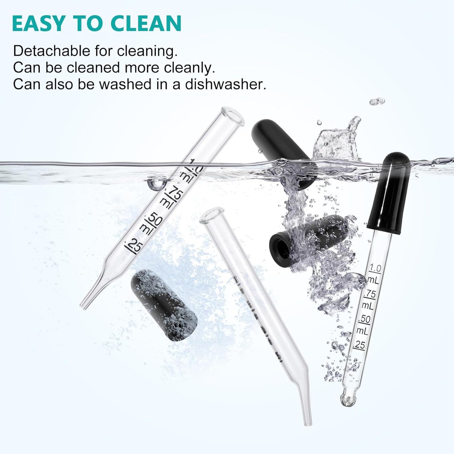 Eye Dropper Glass Pipette 12 Pcs 1ml, Calibrated Capacity Droppers with Measurements 4 Bent, 4 Ball & 4 Straight Tip with 3 Cleaning Brush for Laboratory, Liquid, Essential Oils