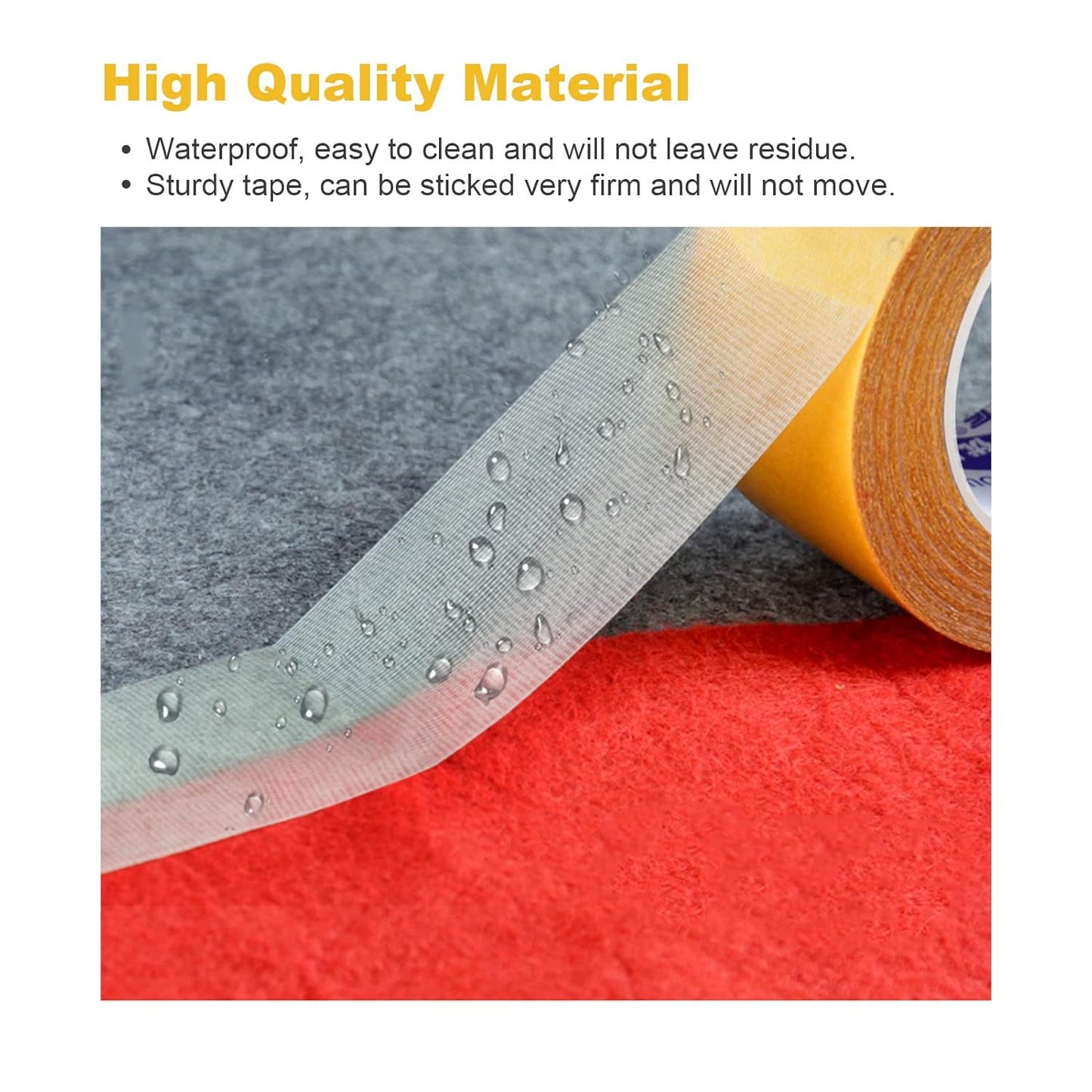 Double Sided Tape Heavy Duty, 2 in X 66 FT (20m) Double Sided Adhesive Tape Super Sticky Carpet Tape Fabric Strong Wall Mounting Tape (Yellow)